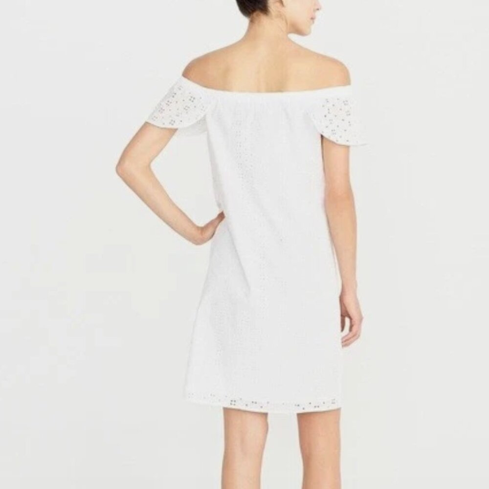J. Crew White Eyelet Off the Shoulder Dress Women's‎ XXS Lace Feminine Mini